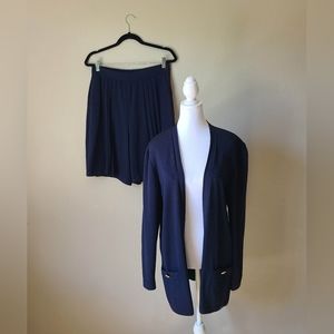 VINTAGE St John Blue Cardigan And Shorts Set size 10 / Medium